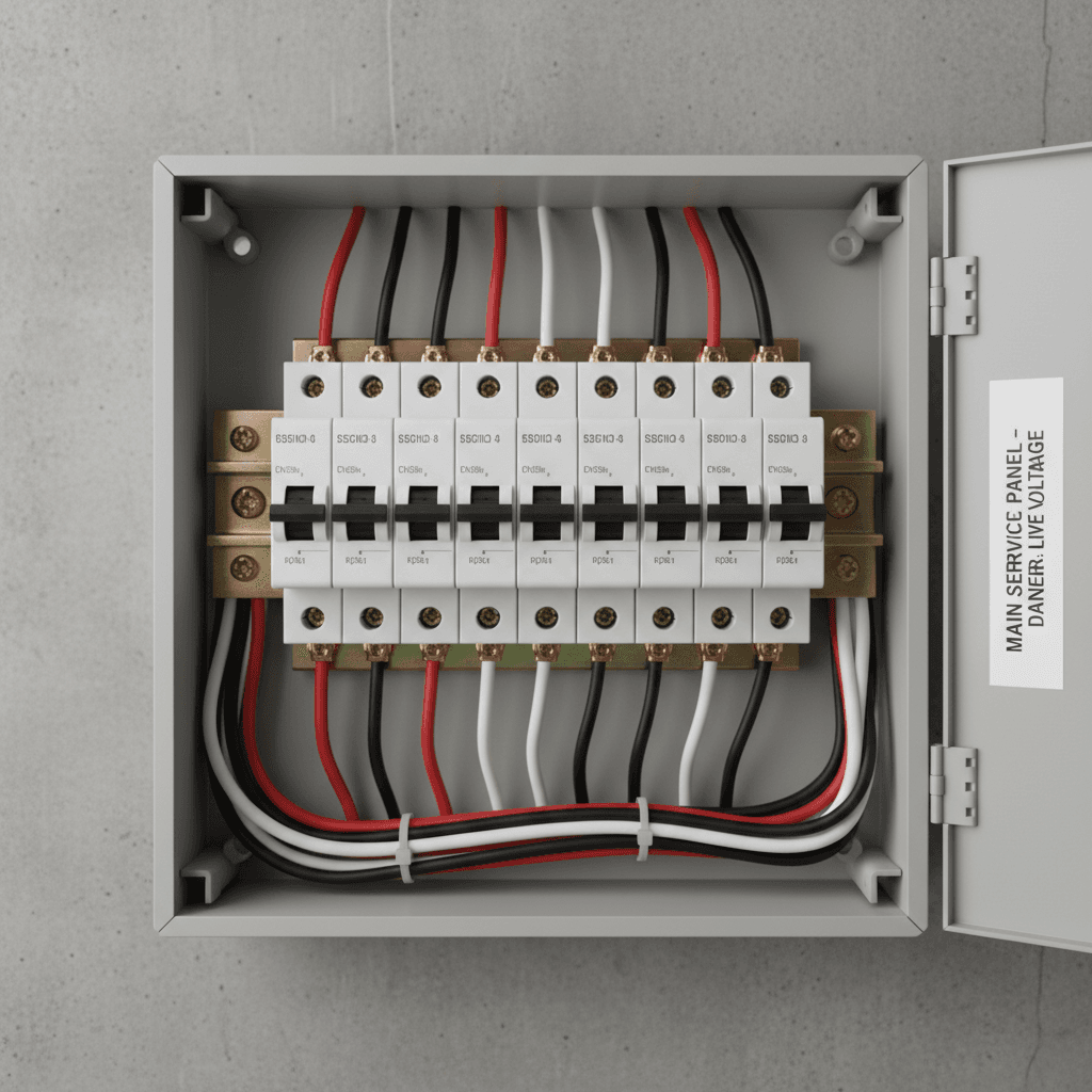 electrical panel with new breakers